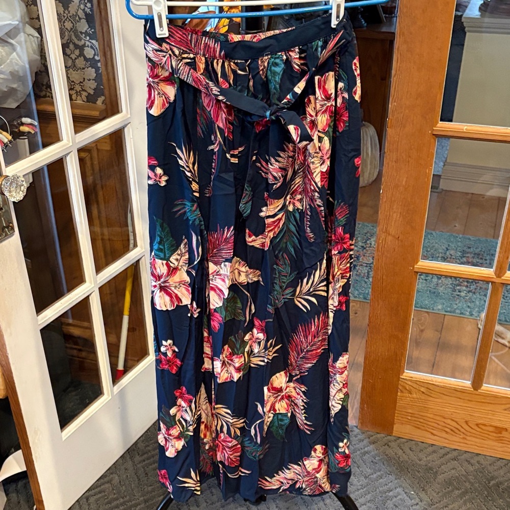 Floral Maxi Skirt with Tie Waist